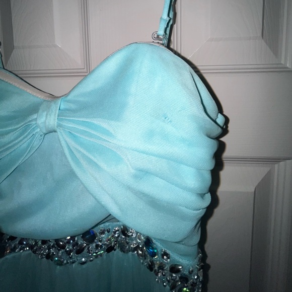 Speechless Junior Girl’s Baby Blue A-Line Beaded Bow Homecoming Dress Size 7 - Picture 3 of 12
